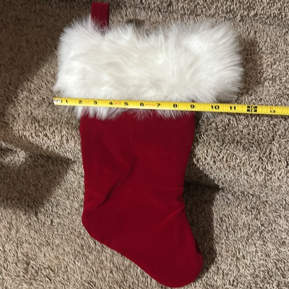 Red Velvet and faux fur Christmas Stocking - Picture 4 of 4